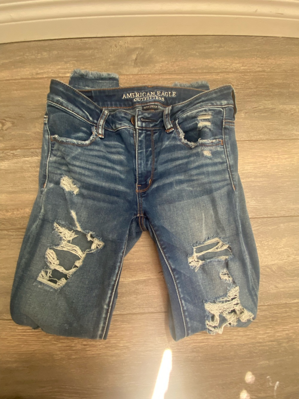 American Eagle Outfitters Distressed Dark Blue Ripped Jeans
